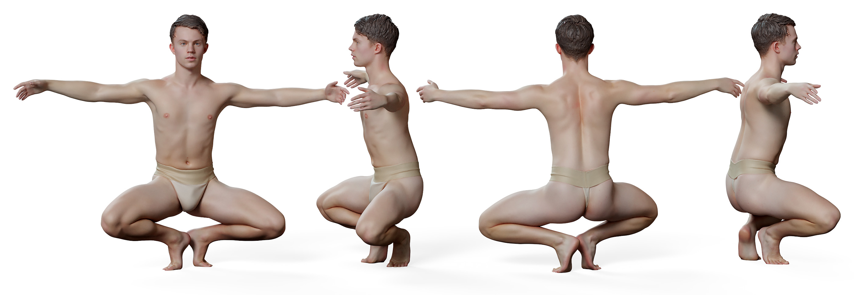 Zbrush male anatomy pose render 3d scan sculpt